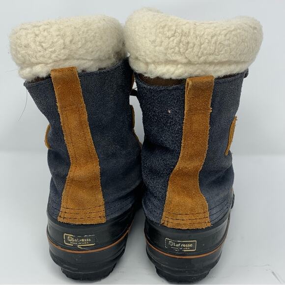 LaCrosse Rubber Leather Lace Up Winter Duck Boots Womens SZ 9 Sheepskin Liner - Picture 12 of 15